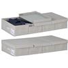 Relaxdays Set 2 Custodie Sottoletto, Organizer sotto Letto, Contenitori Coperte e Vestiti, Stoffa, 15x80x40 cm, Grigio