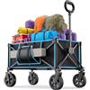 Morpilot Carrello Spiaggia 100KG, 220LBS Carrello Pieghevole Con Ruote Rimovibili Braccioli Regolabili e Sacchetti per Tazze, Trasportatore da Picnic per Shopping Campeggio Giardino, Nero e Blu