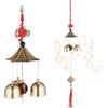 Relaxdays Set 2 Campane Vento Feng Shui Campanelli Acchiappasogni, Scacciapensieri da Esterni e Interni, Dorato Rosso, Ferro, 49 x 6.5 x 6.5 cm