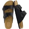 CUSHIONAIRE Sandalo da Uomo con Plantare in Sughero Lane con +Comfort, Nappa Nera 46 EU