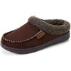 Dearfoams Brendan-Pantofole Traspiranti per Interni ed Esterni, in Memory Foam, Uomo, caffè Whipstitch, Small