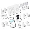 PGST Sistema di Allarme Domestico Senza Fili con 8 Sensori Porta/Finestra + 2 Sensori di Movimento + 1 Telecamera PTZ, Sistema di Sicurezza Casa Wireless 4G/WIFI