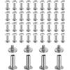 sourcing map 40 set di viti Chicago M2x10mm 5mm di lunghezza, rivetti a testa Phillips in metallo, per borse, cinture, borse in pelle, fai da te, rilegatura di libri, argentato
