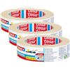Tesa Nastro per Mascheratura Standard - Nastro in Carta per Mascheratura, Rimozione senza Residui per 2 Giorni, senza Solventi, 50 m x 30 mm (Confezione da 3)