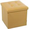 DRW Pouf incollabile con contenitore in ecopelle oro 38 x 38 x 38 cm