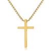GAVU Collana Crocifisso da Uomo Catena Acciaio Inossidabile Color Oro, Collana Uomo con Ciondolo Croce Cristiana Piccola 55cm