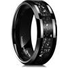 King Will - Fede nuziale da uomo, 6 mm/8 mm, in carburo di tungsteno, nero/argento, con inserti frammentati blu, rosso, oro e viola, bordo smussato, S 1/2(60.8mm), Tungsteno Carburo di tungsteno, Non
