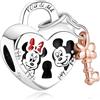 HAEPIAR Charms Mouses Padlock Charm Donna Ciondolo a forma in argento sterling S925 con cristallicompatibile con bracciali e Collane europei