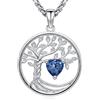 Eusense Ciondolo Cristallo Cuore Collana Albero Della Vita e Zaffiro Gioiello per Donna, Regalo per la Moglie, la Figlia e la Mamma