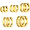 Richsteel Orecchini Uomo Donna 5Pz Set Orecchini Acciaio Inossidabile Orecchini Cerchio Oro Diametro 7/9/12/14/16mm Impermeabile Ipoallergenico Regalo Compleanno