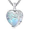 Eusense Ciondolo Albero della Vita con Cuore e Pietra di Luna Collana Albero della Vita per Donna, Regalo per Anniversario, Compleanno o San Valentino