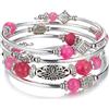 Bulinlin Bracciale avvolgente da donna in pietra di agata naturale con perle multistrato, catena in argento, gioiello alla moda, regalo per San Valentino, Einheitsgröße, Metallo Argento Rame