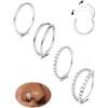 Dochais 4PCS 18G Piercing Naso Anello, Orecchini Acciaio Chirurgico Piercing Trago Septum Anello Clicker CZ, Anelli Segmento Conch Labbro Cartilagine Doppio 8mm 10mm per Donna Uomo (Argento-20G,8mm)