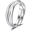 Candyfancy - Anelli intrecciati tripli in argento Sterling 925, lucidi, semplici, impilabili, con anello girevole per anulare, rosa per donne, taglia E-R, Q, Argento sterling