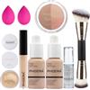 Hilareco PHOERA Foundation, PHOERA Contour Palette Tonalità con Highlighter & Bronzer & Rouge, Fino a 24 ore di tenuta fresca (102+102+ #002 Contour/Nude+Nude+#002, 340 g (confezione da 1))