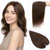SEGO Pro 30cm Extension Capelli Veri Clip Topper Donna #2R Marrone Cioccolato Base Seta con Frangia Laterale Capelli Umani Posticci Parrucche Toupet (35g)