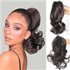 TTPSRY 25 cm Parrucca Donna Coda Capelli Extension con Pinza Ondulati Ricci Coda Finta Capelli Sintetici Posticci per Capelli Coda di Cavallo(Nero marrone)