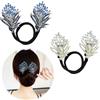 RANYAKE 2 Accessori per capelli blu e oro per donne e ragazze,Creatore di Chignon con Strass per Chignon,Creatore Francesi Torsione del Chignon Capelli,Fermaglio per capelli con fiore con strass