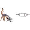 Sunny Health & Fitness Magnetic Under Desk Mini Exercise Cycle Bike, Dual Function Pedal Exerciser + 86 cm Olympic Triceps Bar with Ring Collars, Olympic Weight for Weightlifting and Bodybuilding