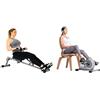 Sunny Health & Fitness Magnetic Under Desk Mini Exercise Cycle Bike, Dual Function Pedal Exerciser + SF-RW1205 12 Adjustable Resistance Rowing Machine Rower w/ Digital Monitor