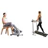 Sunny Health & Fitness Magnetic Under Desk Mini Exercise Cycle Bike, Dual Function Pedal Exerciser + Foldable and Compact Magnetic Rowing Machine, 130 KG Max, Durable Non-Electric Incline Exercise