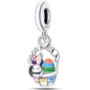 TINSLO Bead Charm Ciondolo Argento Sterling 925 con Cubic Zirconia Pendenti per Pandora Braccialetti, Compatibile con Braccialetti e Collane europei