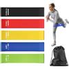 JTHEW 5 Bande Elastiche in Caucciù Naturale - 5 Livelli (4-30 lbs / 1.8-13.6 kg) per Gambe, Glutei, Braccia, Schiena | Con Borsa Trasporto | Per Home Gym, Yoga, Riabilitazione