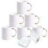 MR.R 6 Set Grado AAA Sublimazione Vuoti Lavastoviglie Tazze da caffè in ceramica bianca con manici dorati Tazza classica da 11 once per latte Tè Cola Acqua