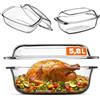 KADAX Pirofila in Vetro con Coperchio Resistente al Calore - Rettangolare - Cottura al Forno - Recipiente Ignifugo per Lasagne e Arrosti con Coperchio Protettivo su Misura