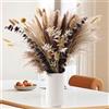 Tpudn 89 PCS Bouquet di Pampas Grass Essiccato, Decorazione Boho per Matrimoni, Tavoli e Casa | Erba della Pampa Bianca e Marrone | Bunny Tails, Fiori Secchi per Eventi Rustici e Arredamento Estiv
