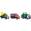 Mighty Fleet | Set Camion Cittadini in Metallo - 3 Veicoli Die-Cast 7,5 cm - Gru, Camion Spazzatura e Cisterna - Giocattoli Educativi 3+ Anni
