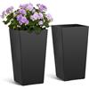 VEVOR Set di Fioriera per Piante Fiori da Interno Esterno Altezza 55 cm 2 pezzi, Fioriera Decorativa per Ingresso Cortile Balcone Portico Giardino con Fiori di Drenaggio Forma Conica Quadrata, Nero
