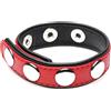 XR PLAY HARD. Strict Leather, Anello per pene in pelle con chiusura con bottoni a pressione, colore rosso