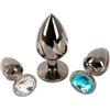 Anos Metal Set di tappi anali Nero 7,2-9,5 cm