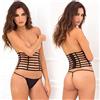 René Rofé Rene Rofe lingerie Ensemble 2 pièces avec Serre-taille ajouré en bandes et stringa assorti Noir vita S/M