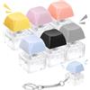 Amaxiu 6 portachiavi con tastiera, colori pastello, interruttori verdi, portachiavi con tastiera, clicker per uomini e donne, senza luce