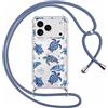ZhuoFan Custodia con Cordino per iPhone 17 Pro Max 6,9, Trasparente Aesthetic Modello Tartaruga marina Disegni Cover con Collana Rosa Antiurto Case Regolabile Cellulare Girocollo per Femmina, 05