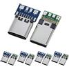 PENGLIN 10 pezzi USB 3.1 tipo C maschio femmina breakout board, USB C maschio femmina modulo saldabile, USB C maschio femmina scheda fai da te