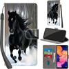 PHINIENLAND Cover per Samsung Galaxy A10 custodia portafoglio Cavallo nero | 3 scomparti carte, 1 tasca banconote, Chiusura magnetica, Supporto, Pelle PU flip cover per Samsung A10