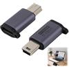 Riybyds 2 Pezzi adattatori USB C a Mini USB, Tipo C Femmina a Mini USB Maschio per Trasferimento Dati e Ricarica, Compatibile per Fotocamere Digitali, Laptop, GPS e Altri Dispositivi