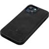 Porter Riley - Custodia in pelle compatibile con iPhone 16. Custodia sottile posteriore/Bumper/Shell/Antiurto in vera pelle premium (Nero puro)