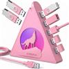 JoyReken 7 porte USB 3.0, hub USB Howling Wolf rosa - cavo lungo 7 m, espansore USB verticale compatibile con PC, laptop, unità flash, HDD, console, stampante, keyborad, mouse