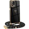 Mkej Custodia con Collana per OPPO A74 4G, Cover Donna Cuore amore con Cordino, Case con Laccio Tracolla Elettrolitico TPU Cover con Collana per OPPO A74 4G