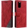 SONWO Cover per Realme 7 PRO, Flip Caso in PU Pelle Case Cover Portafoglio Custodia per Realme 7 PRO, [Kickstand] [Slot per Schede], Rosso
