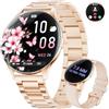 LIGE Smartwatch Donna con Chiamate Bluetooth, 1.43 Amoled Rotondo Fitness Tracker con Cardiofrequenzimetro/Monitoraggio Sonno/Ciclo Mestruale, 100+ Modalità Sportive IP68 per iOS Android, Oro Rosa