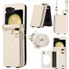 YDIJCYAN Custodia per Samsung Galaxy Z Flip 5, Semi-Automatica [Protezione Cerniera] Protezione Anticaduta in Pelle di Alta Qualità, Con specchio per il trucco,Cover per Samsung Z Flip 4 (bianco)