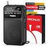 PRUNUS J-555 Radio Portatile FM/AM, Mini Radiolina Portatile Ricaricabile Supporta Batterie Sostituibili (AAA), con Jack/Clip Posteriore, per Camminare, Correre, Pescare (Nero)