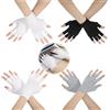 APLZGMG 4 paia di guanti senza dita in morbido cotone bianco, guanti UV, guanti in tessuto per eczema, dormire, durante la notte, lozione e trattamento termale (nero, bianco e grigio)