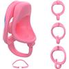 AMAZBEE Gabbia di castità negativa con gancio, gabbia per pene in resina cava con 3 anelli per pene maschile Sm Bondage & Restraints Sex Toy (rosa + cintura)