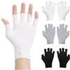 APLZGMG 3 paia di guanti senza dita in morbido cotone bianco, guanti UV, guanti in tessuto per eczema, dormire, durante la notte, lozione e trattamento termale (nero, bianco e grigio)